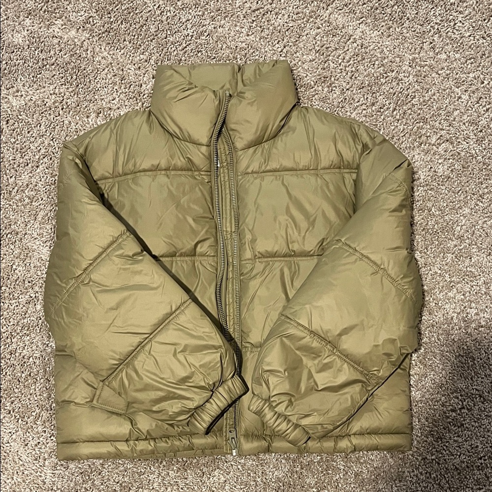 American Eagle Outfitters Olive Puffer Jacket